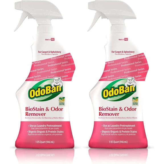 OdoBan Professional Ready-to-Use Biostain & Odor Remover, 32 oz Spray 2-Pack