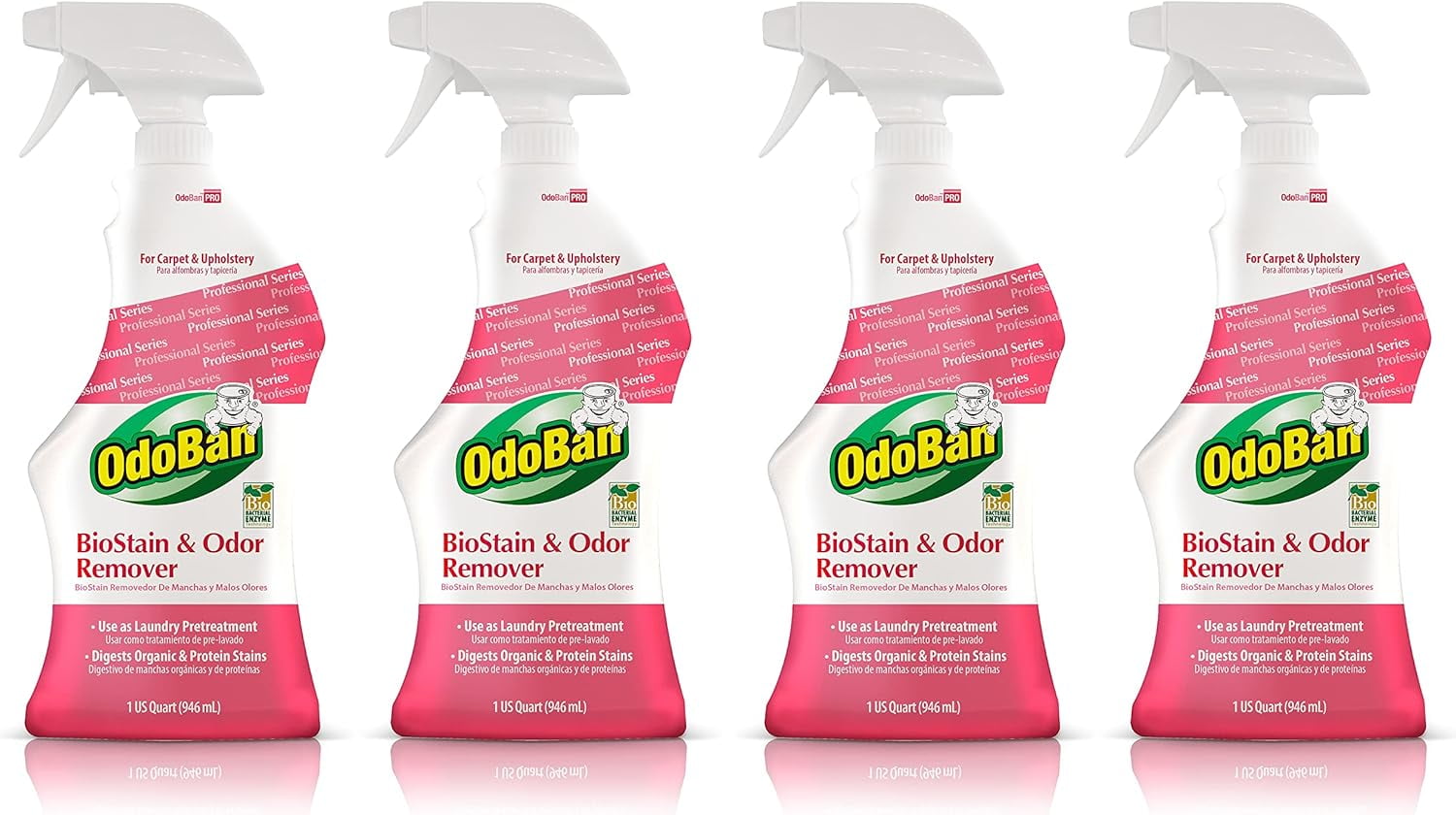 OdoBan Professional Ready-to-Use Biostain & Odor Remover, 32 oz Spray 4-Pack