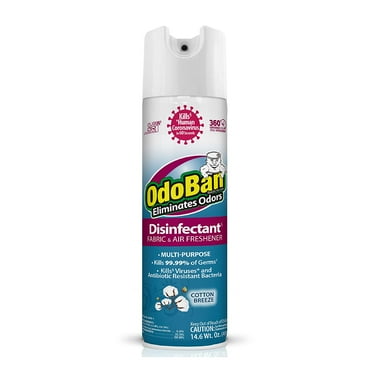 OdoBan Ready-to-Use 360-Degree Continuous Spray Disinfectant Cleaner and Odor Eliminator, Fabric and Air Freshener, 14.6 Ounces, Cotton Breeze Scent