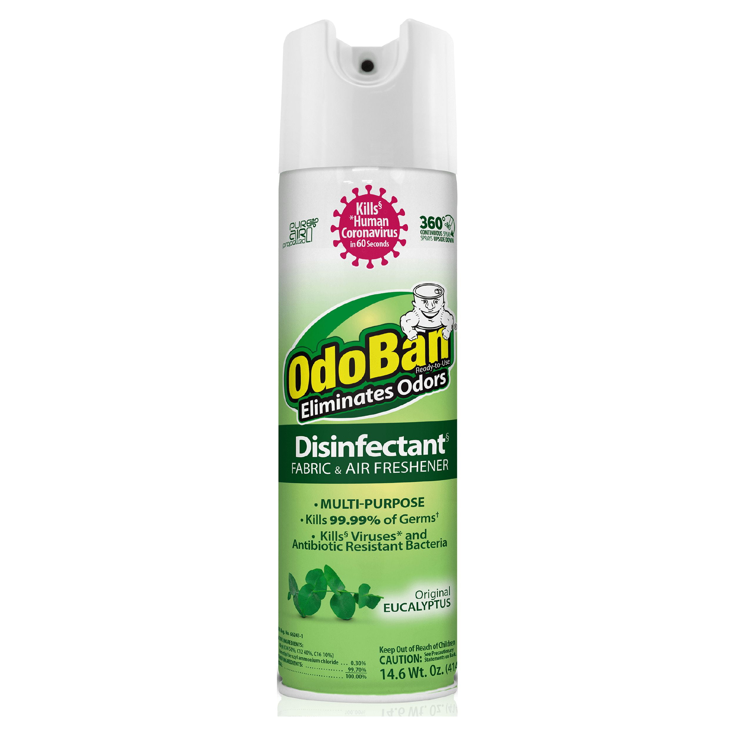OdoBan Ready-to-Use 360-Degree Continuous Spray, Original Eucalyptus Scent - Odor Eliminator, Multipurpose Cleaner, Fabric & Air Freshener