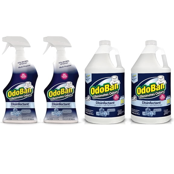 OdoBan Ready-to-Use Disinfectant and Odor Eliminator, 32 fl oz Spray 2-Pack and 2 Gallons Concentrate, Cotton Breeze Scent