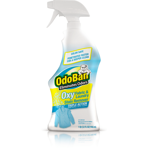 OdoBan Ready-to-Use Oxy Fabric and Laundry Stain Remover, Triple Action Stain Eliminator, 32 Ounce Spray Bottle