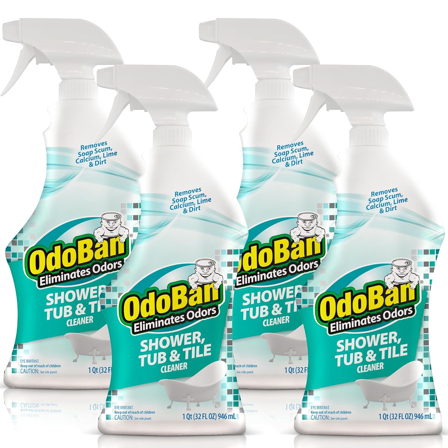 OdoBan Ready-to-Use Shower Tub & Tile Cleaner, 32 Fl Oz Spray, 4 Bottles