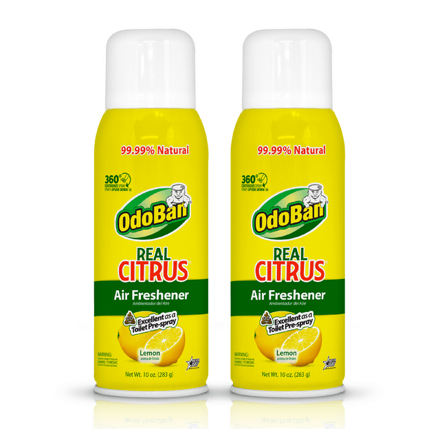 OdoBan Real Citrus Lemon Air Freshener 360 Continuous Spray, 10 Ounce, 2 Pack