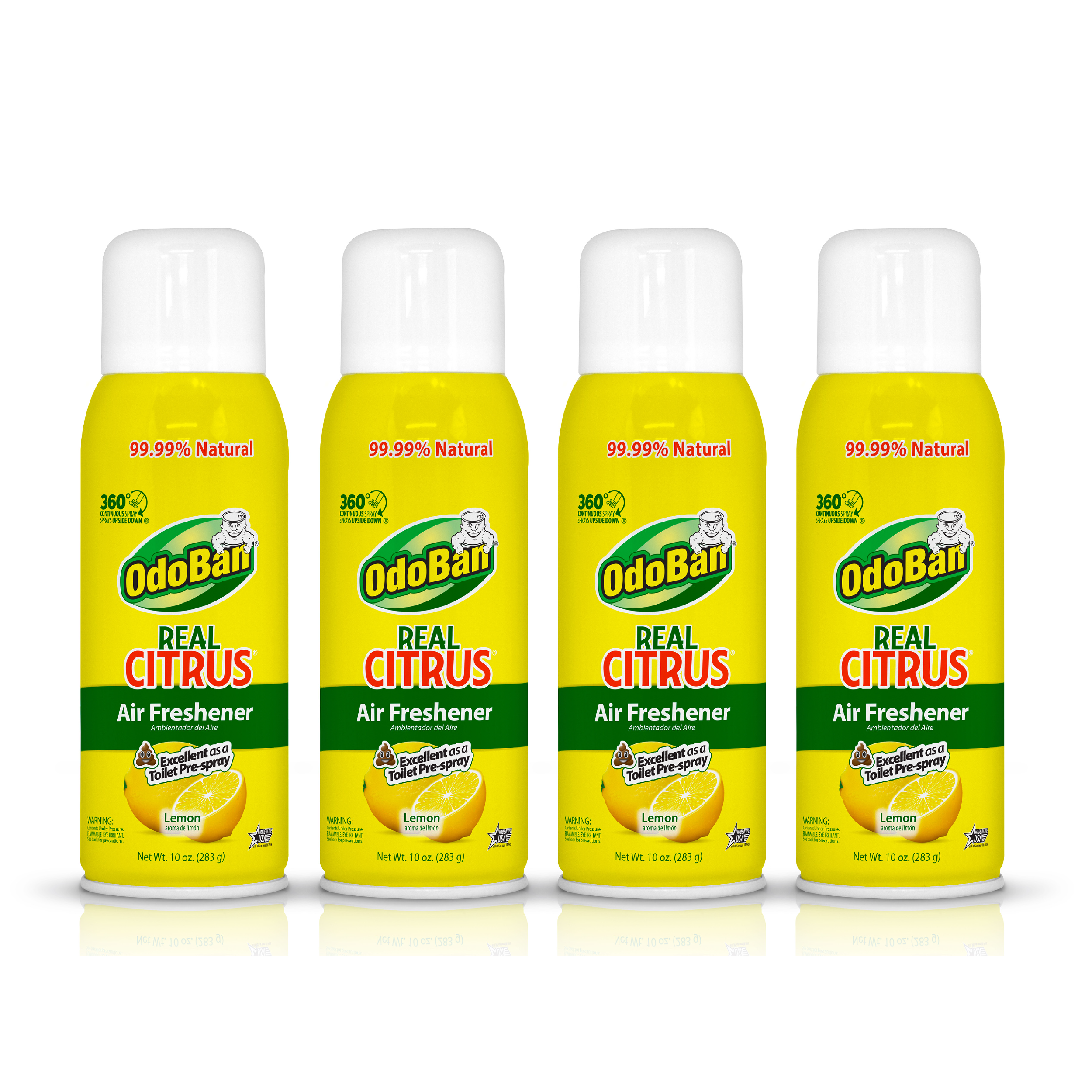 OdoBan Real Citrus Lemon Air Freshener 360 Continuous Spray, 10 Oz, 4