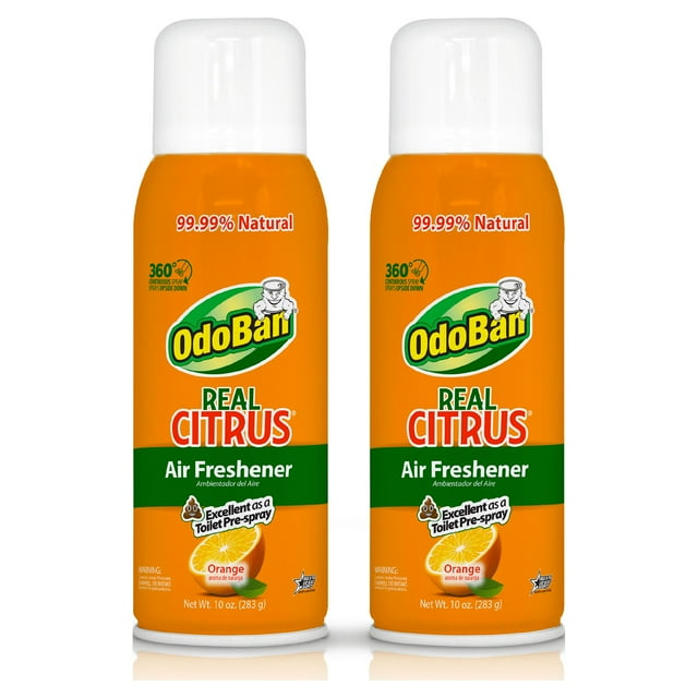 OdoBan Real Citrus Orange Air Freshener, 10 Oz, 360 Continuous Spray, 2
