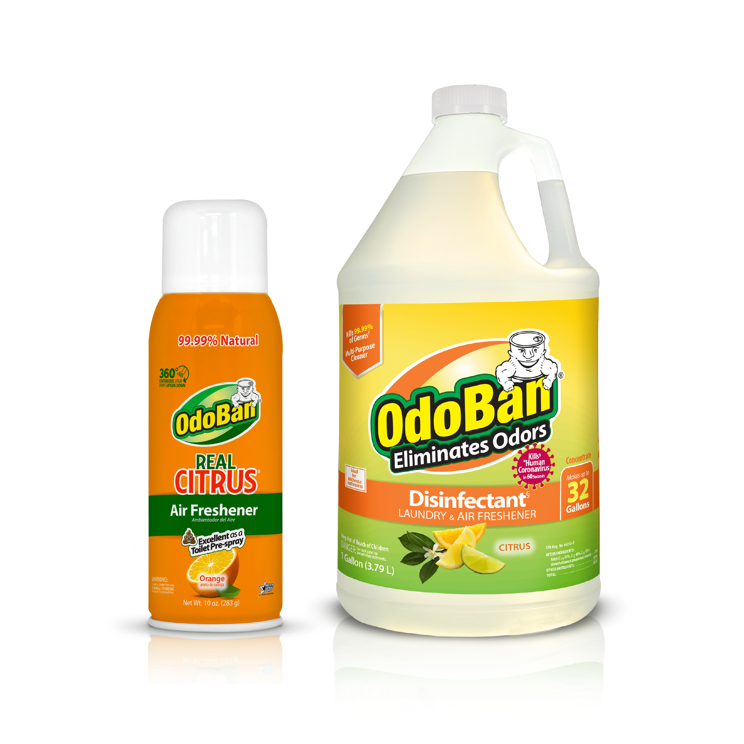 OdoBan Real Citrus Orange Air Freshener 360 Continuous Spray and 1