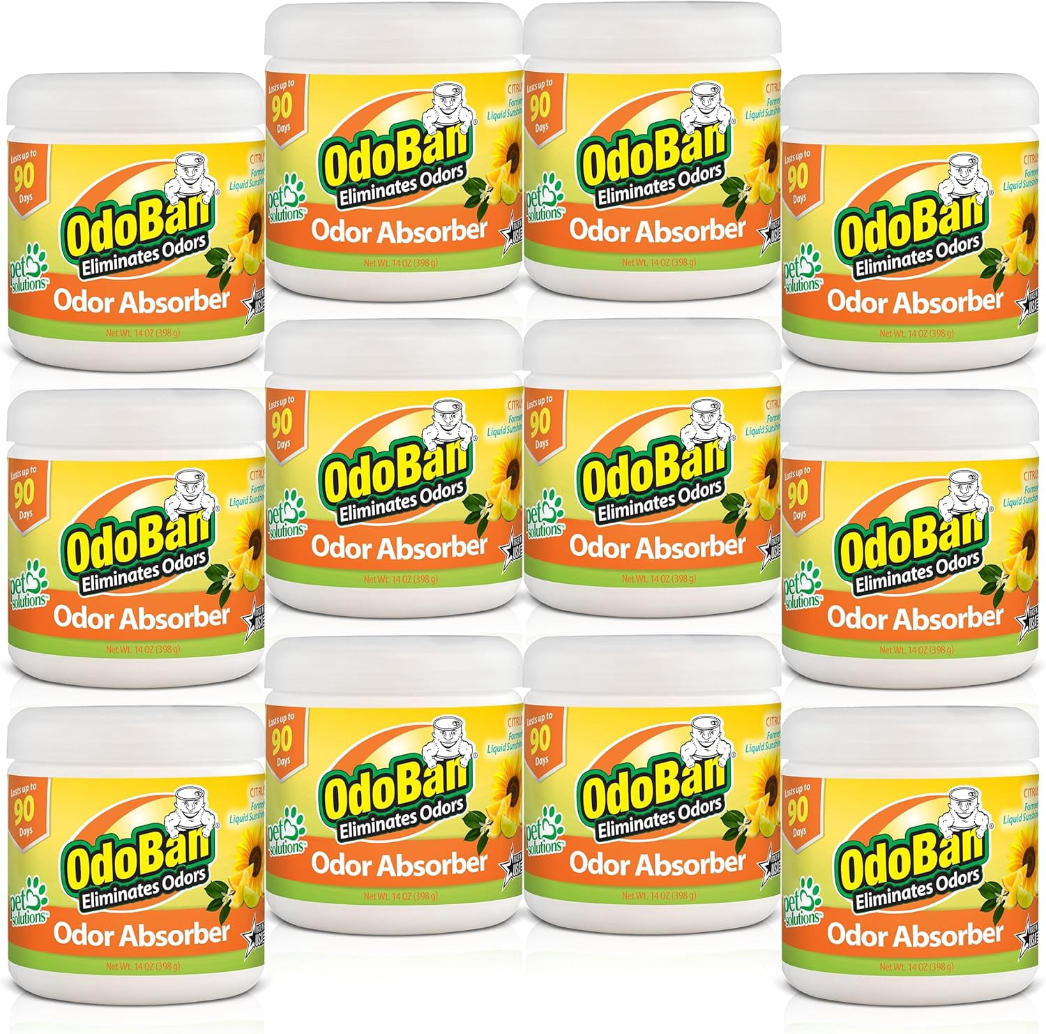 OdoBan Solid Odor Absorber Eliminator for Home and Small Spaces, Citrus Scent, 14 Ounces Each, 12-Pack