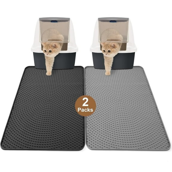 2 Pcs Silicone Cat Litter Mat, 21" x 15" Waterproof Litter Box Mat, Non-Slip, Easy to Clean
