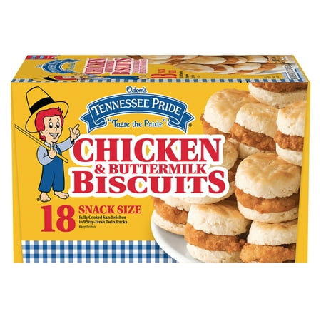 Odom’s Tennessee Pride Chicken & Buttermilk Biscuits, Snack Size Frozen Breakfast Sandwiches, 18 Count