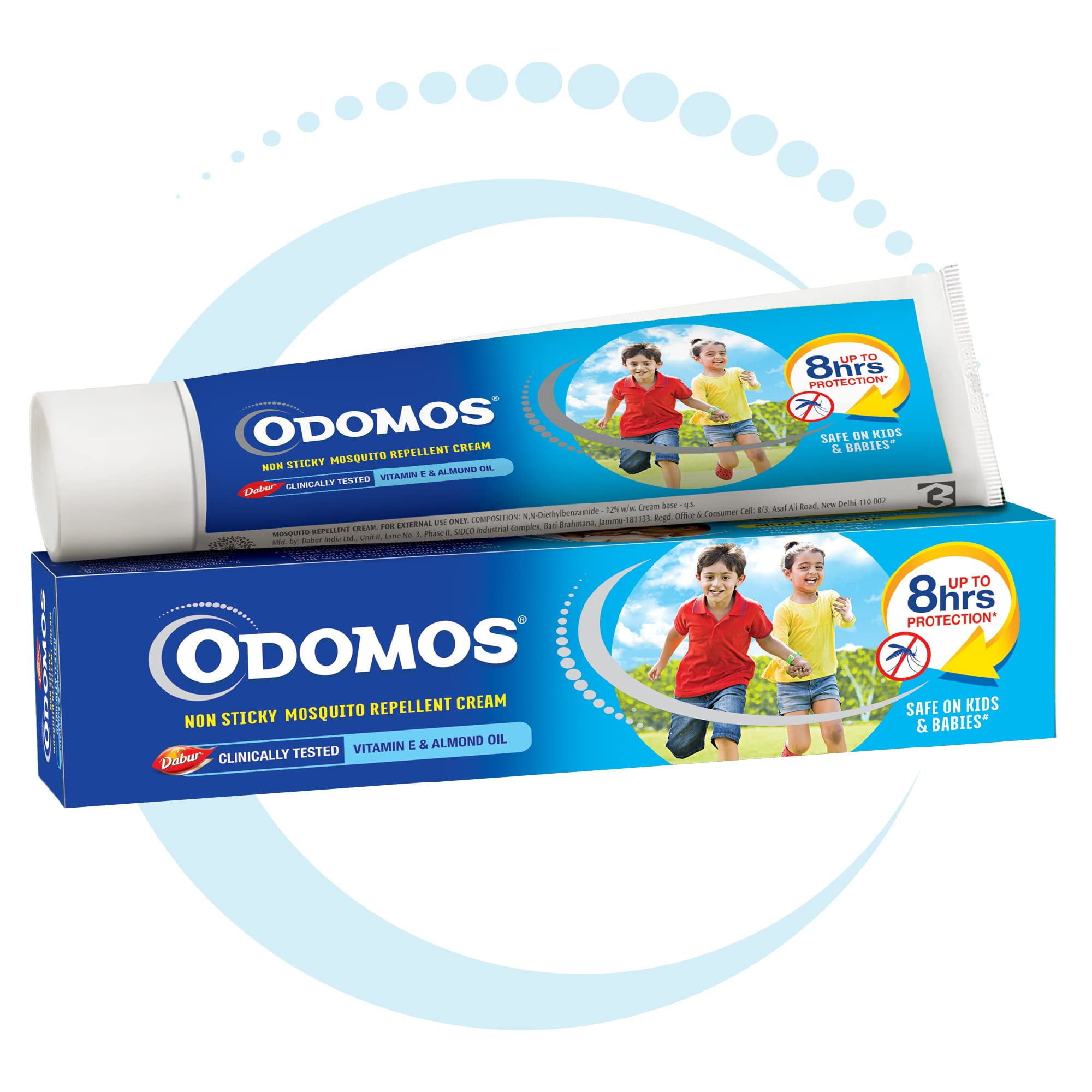 Dabur Odomos Non Sticky Mosquito Repellent Cream with Vitamin E and Almond, 50 g