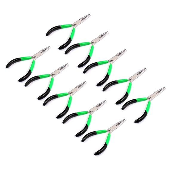 OdontoMed2011® 10 Pieces 5.5" Split Ring Pliers - Stainless Steel - PVC Grip Green and Black Color