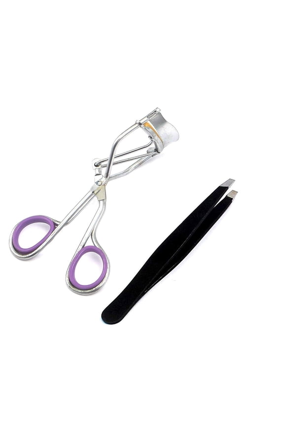2pcs Makeup Tools Set Kit Eyelashes Curler Natural Curling Eye Lashes Eyebrow Tweezer Precise Closed Clamp Hair Remover