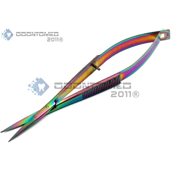 OdontoMed2011 4.5" Embroidery Easy Snips Scissors - EZ Snip Straight Blades Stainless Steel Multi Color Rainbow