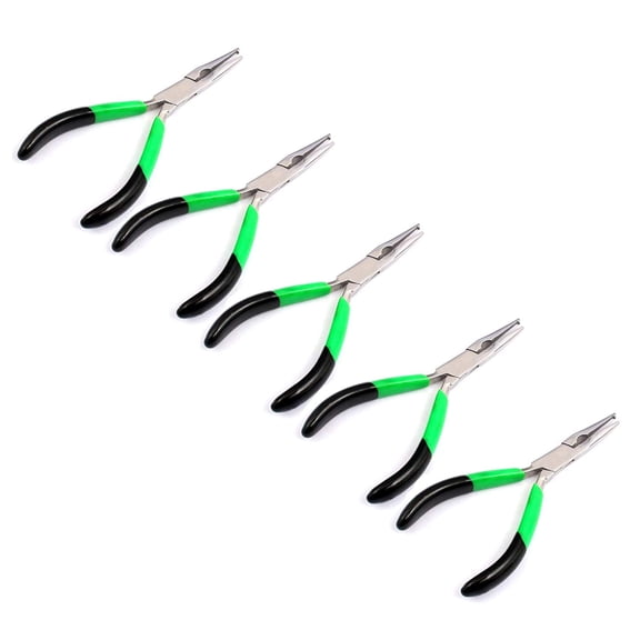 OdontoMed2011 5 Pieces 5.5" Split Ring Pliers - Stainless Steel - PVC Grip Green and Black Color