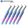 thumbnail image 1 of OdontoMed2011® 5 Pieces Stainless Steel Jeweler Style Tweezers #6 Multi Titanium Rainbow Color Fine Point Jewelry-making, Laboratory Work, 1 of 1