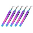 thumbnail image 1 of OdontoMed2011® 5 Pieces Stainless Steel Multi Rainbow Color 3d Eyelash Extension Tweezers Angled Fine Point 4.5" Jewelry-making, Laboratory Work, 1 of 1