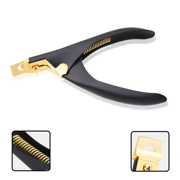 OdontoMed2011 Adjustable Stainless Steel Acrylic Nail Clippers Nail Cutters for Artificial Acrylic Nails Fake Nail Tips, Manicure Pedicure Tool for Salon Home Nail Art - Black With Gold Colo