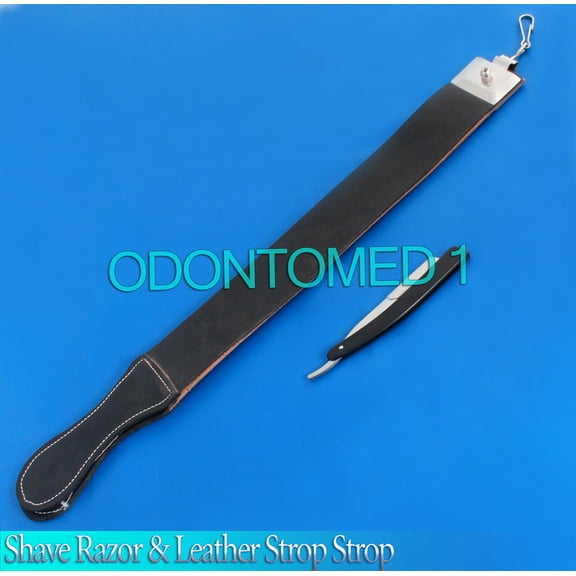OdontoMed2011 Classic Shave Straight Razor and Leather Strop Strap Free Razor