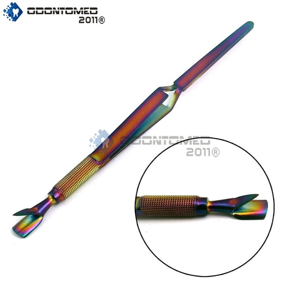 OdontoMed2011 Cuticle Nail Pincher Multi Function Wand C Curve Acrylic Rainbow Pusher Stainless Steel Multi Color