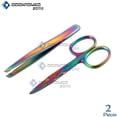 thumbnail image 1 of OdontoMed2011 Cuticle Nail Scissors 3.5'' Straight & Slanted Tweezers Multi-Rainbow Color, 1 of 1
