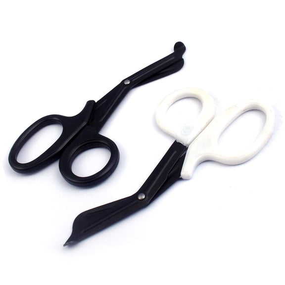 OdontoMed2011 EMT 5.5" Trauma Shears - Stainless Steel Bandage Scissors Fluoride Coated for Nursing Purposes-Sharp 2-pack Scissor Perfect for EMS, Doctors, Nurses, Cutting ( Black + White ) Emt