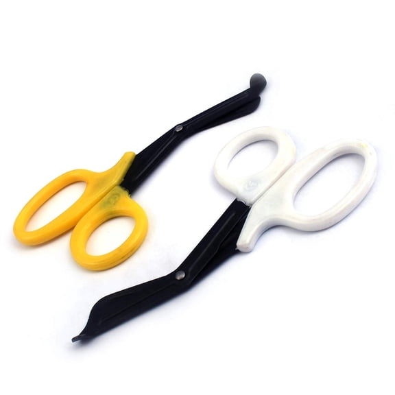 OdontoMed2011 EMT 7.25" Trauma Shears - Stainless Steel Bandage Scissors Fluoride Coated for Nursing Purposes-Sharp 2-pack Scissor Perfect for EMS, Doctors, Nurses, Cutting (Yellow + White) Emt- ODM