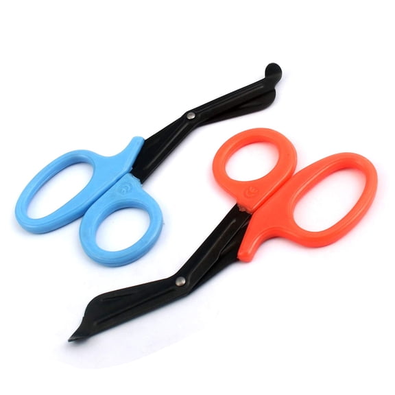 OdontoMed2011 EMT 7.25" Trauma Shears - Stainless Steel Bandage Scissors Fluoride Coated for Nursing Purposes-Sharp 2-pack Scissor Perfect for EMS, Doctors, Nurses, Cutting (Teal + Orange) Emt- ODM