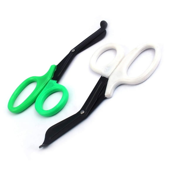 OdontoMed2011 EMT 7.25" Trauma Shears - Stainless Steel Bandage Scissors Fluoride Coated for Nursing Purposes-Sharp 2-pack Scissor Perfect for EMS, Doctors, Nurses, Cutting (Green + White) Emt- ODM
