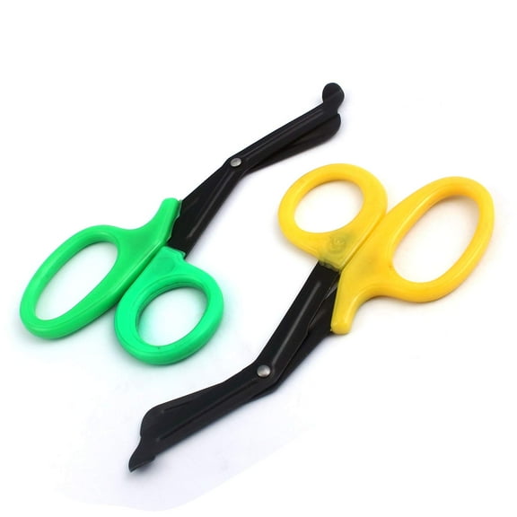 OdontoMed2011 EMT 7.25" Trauma Shears - Stainless Steel Bandage Scissors Fluoride Coated for Nursing Purposes-Sharp 2-pack Scissor Perfect for EMS, Doctors, Nurses, Cutting (Green + Yellow) Emt- ODM