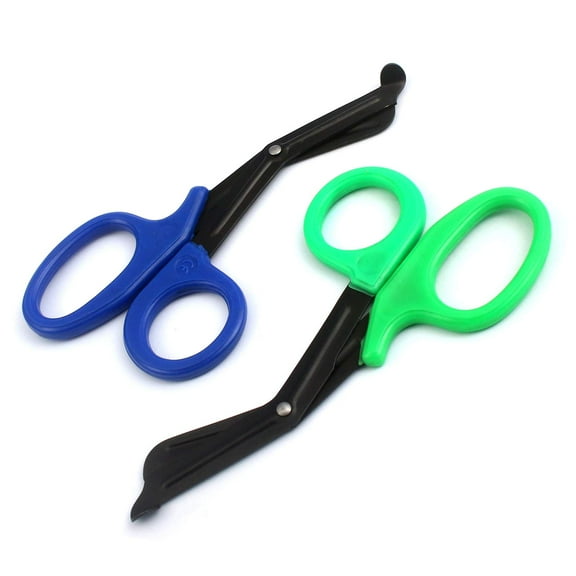 OdontoMed2011 EMT 7.25" Trauma Shears - Stainless Steel Bandage Scissors Fluoride Coated for Nursing Purposes-Sharp 2-pack Scissor Perfect for EMS, Doctors, Nurses, Cutting (Blue + Green) Emt- ODM