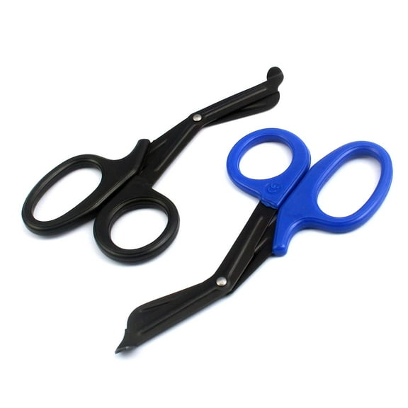OdontoMed2011 EMT 7.25" Trauma Shears - Stainless Steel Bandage Scissors Fluoride Coated for Nursing Purposes-Sharp 2-pack Scissor Perfect for EMS, Doctors, Nurses, Cutting (Black + Blue) Emt- ODM