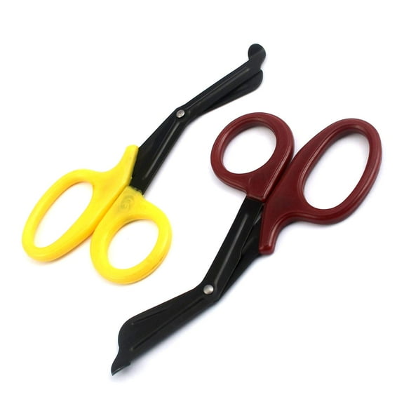 OdontoMed2011 EMT 7.25" Trauma Shears - Stainless Steel Bandage Scissors Fluoride Coated for Nursing Purposes-Sharp 2-pack Scissor Perfect for EMS, Doctors, Nurses, Cutting (Yellow + Maroon) Emt- ODM