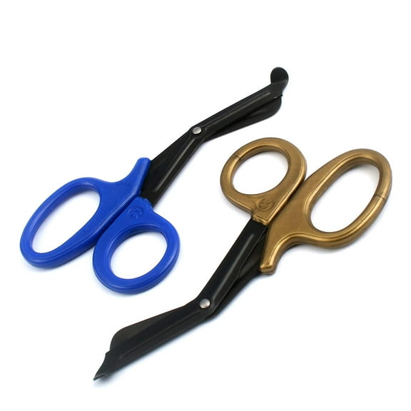 OdontoMed2011 EMT 7.25" Trauma Shears - Stainless Steel Bandage Scissors Fluoride Coated for Nursing Purposes-Sharp 2-pack Scissor Perfect for EMS, Doctors, Nurses, Cutting (Blue + Gold) Emt- ODM