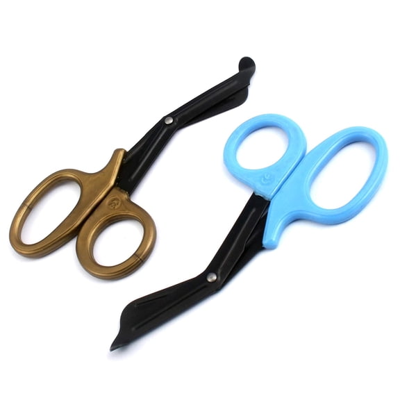 OdontoMed2011 EMT 7.25" Trauma Shears - Stainless Steel Bandage Scissors Fluoride Coated for Nursing Purposes-Sharp 2-pack Scissor Perfect for EMS, Doctors, Nurses, Cutting (Gold + Teal) Emt- ODM