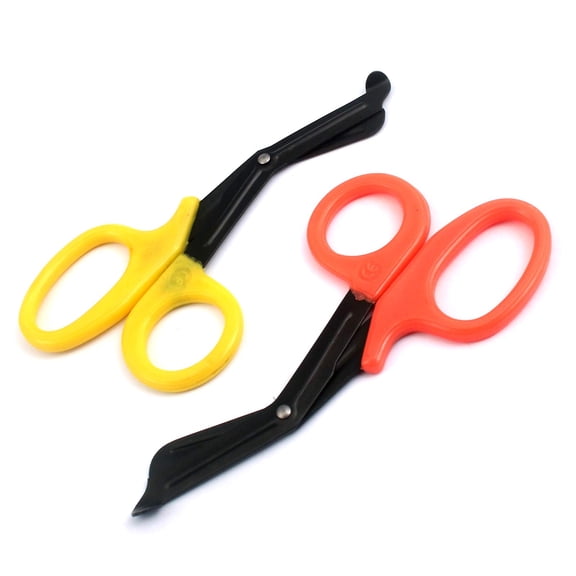OdontoMed2011 EMT 7.25" Trauma Shears - Stainless Steel Bandage Scissors Fluoride Coated for Nursing Purposes-Sharp 2-pack Scissor Perfect for EMS, Doctors, Nurses, Cutting (Yellow + Orange) Emt- ODM