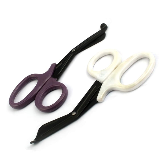 OdontoMed2011 EMT 7.25" Trauma Shears - Stainless Steel Bandage Scissors Fluoride Coated for Nursing Purposes-Sharp 2-pack Scissor Perfect for EMS, Doctors, Nurses, Cutting (Purple + White) Emt- ODM