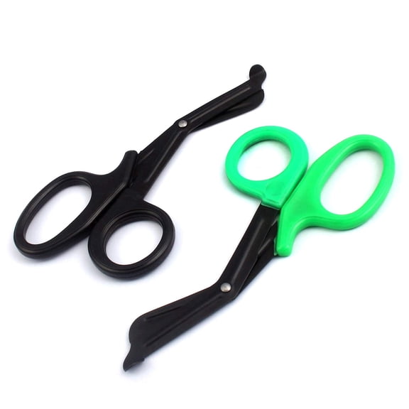 OdontoMed2011 EMT 7.25" Trauma Shears - Stainless Steel Bandage Scissors Fluoride Coated for Nursing Purposes-Sharp 2-pack Scissor Perfect for EMS, Doctors, Nurses, Cutting (Black + Green) Emt- ODM
