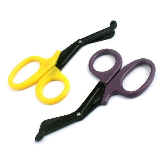 OdontoMed2011 EMT 7.25" Trauma Shears - Stainless Steel Bandage Scissors Fluoride Coated for Nursing Purposes-Sharp 2-pack Scissor Perfect for EMS, Doctors, Nurses, Cutting (Yellow + Purple) Emt- ODM