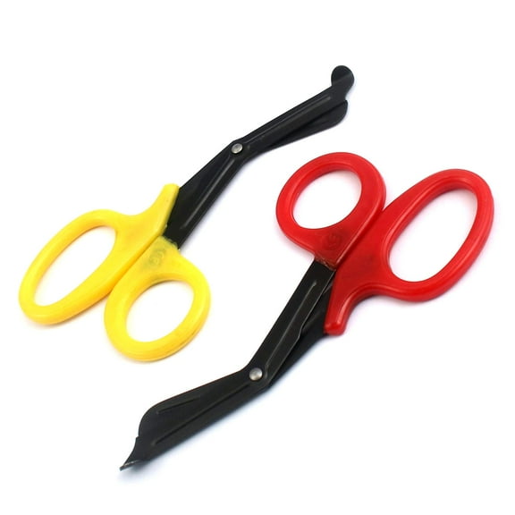 OdontoMed2011 EMT 7.25" Trauma Shears - Stainless Steel Bandage Scissors Fluoride Coated for Nursing Purposes-Sharp 2-pack Scissor Perfect for EMS, Doctors, Nurses, Cutting (Yellow + Red) Emt- ODM