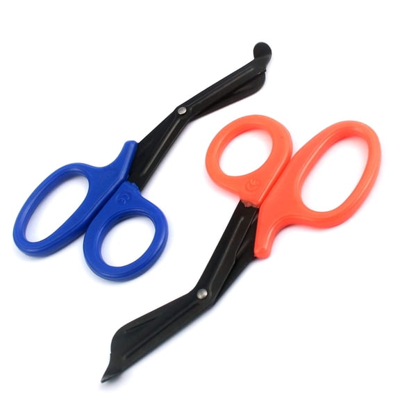 OdontoMed2011 EMT 7.25" Trauma Shears - Stainless Steel Bandage Scissors Fluoride Coated for Nursing Purposes-Sharp 2-pack Scissor Perfect for EMS, Doctors, Nurses, Cutting (Blue + Orange) Emt- ODM