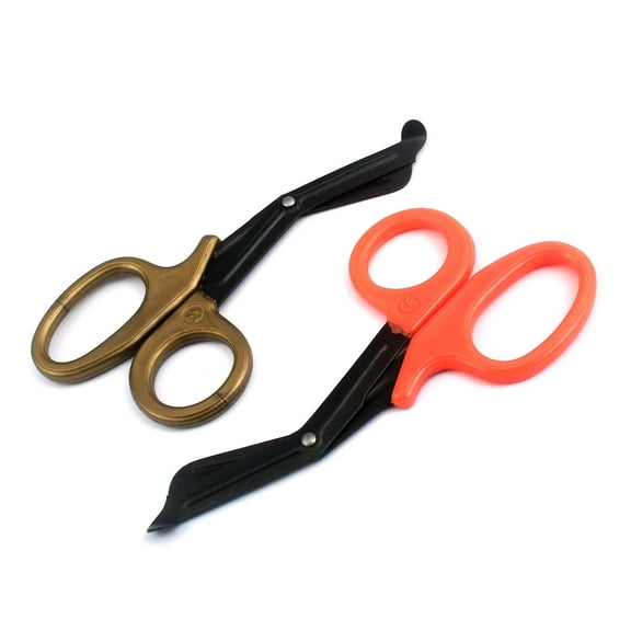 OdontoMed2011 EMT 7.25" Trauma Shears - Stainless Steel Bandage Scissors Fluoride Coated for Nursing Purposes-Sharp 2-pack Scissor Perfect for EMS, Doctors, Nurses, Cutting (Gold + Orange) Emt- ODM