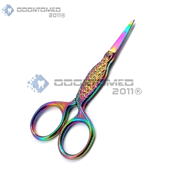 OdontoMed2011 Embroidery Scissors Multi Titanium Rainbow Color, Stainless Steel Sharp Scissors for Sewing Crafting, Art Work, Threading, Needlework - DIY Tools Dressmaker Small Shears - (Fish Style)