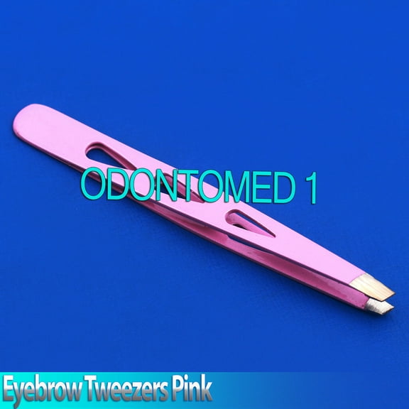 OdontoMed2011 Eyebrow Tweezers W/slanted Tips & 3-hole Tear Drop Design Color Pink