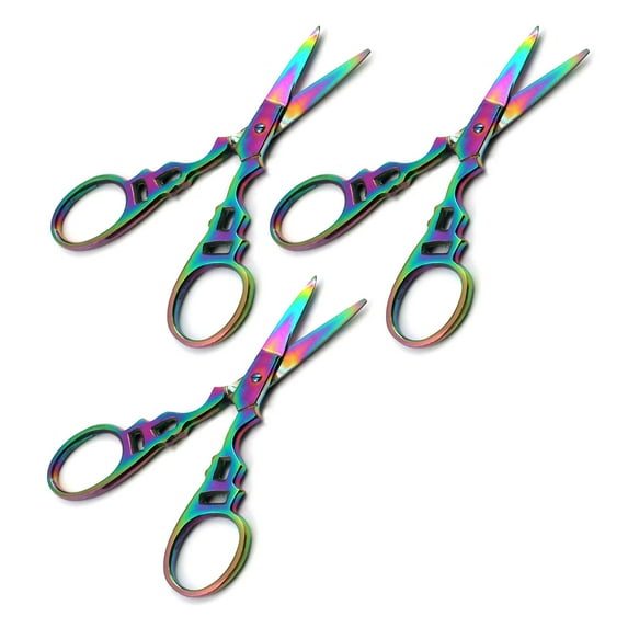 OdontoMed2011 Lot of 3 Pcs Multi Titanium Color Rainbow Sewing Embroidery Scissors 3.5" Sewing Scissors DIY Tools Dressmaker Shears Scissors for Embroidery, Craft, Needle Work, Art Work & Everyday Use