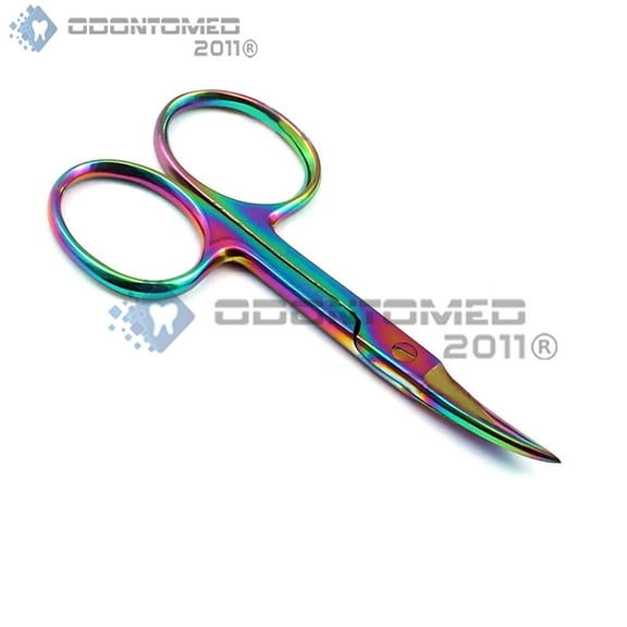 OdontoMed2011 Multi Color Rainbow Eyebrow Scissors Curved Facial Hair Remover Stainless Steel Makeup Tool