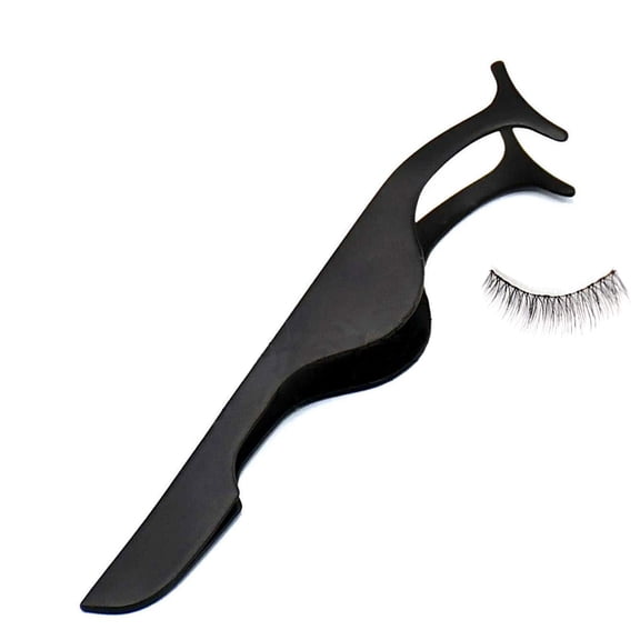 OdontoMed2011 Natural False Eyelashes Stainless Steel Magnetic False Eyelash Tweezers Clip Makeup Tool - Tactical All Black