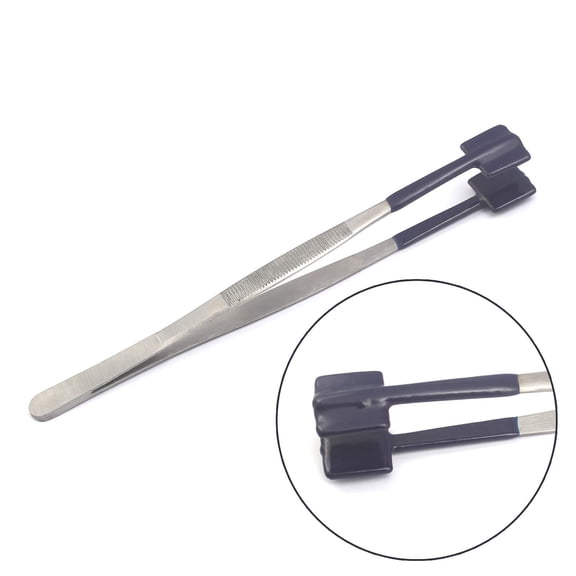 OdontoMed2011 Pvc Coated Tweezers Specialty Forceps Flat Tips Safe Rubber Non Marring Holding Stainless Steel Tweezers