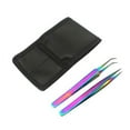 thumbnail image 1 of OdontoMed2011® Set Of 2 Stainless Steel Multi Titanium Rainbow Color 3d Eyelash Extension Tweezers Straight + A Type Angled Fine Point Jewelry-making, Laboratory Work, 1 of 1