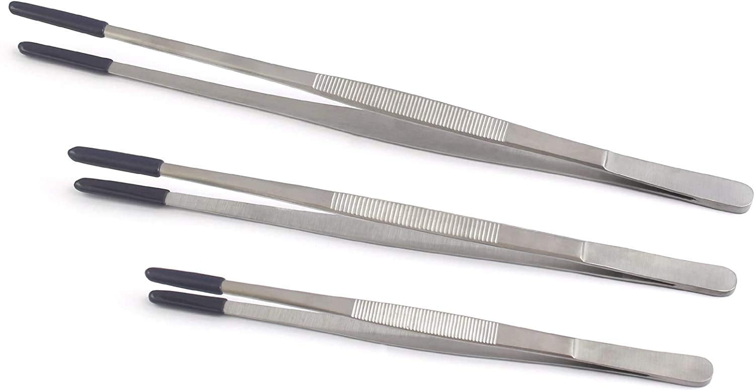 JTS 8" Steam Tweezer With PVC Coated Rubber Tips – Non-Marring, Stainless Steel, For Jewelry Making & Ultrasonic Work (Blue)